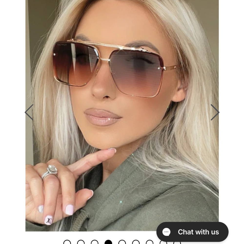 Topfoxx Gold Frame Brown Gradient Oversized Sunglasses